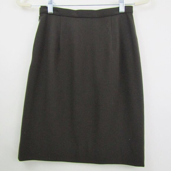 GIORGIO ARMANI 38 2 Chocolate espresso Brown 100% WOOL Skirt Italy Quiet Luxury - Picture 4 of 10